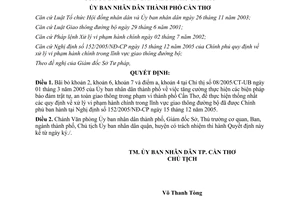 Quyết định 07/2006/QĐ-UBND bãi bỏ một phần nội dung Chỉ thị 08/2005/CT-UB Cần Thơ