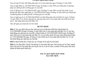 Quyết định 237/2006/QĐ-UBND bảng giá các loại đất 2006 tỉnh Bến Tre