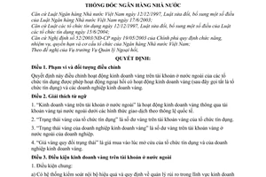 Quyết định 03/2006/QĐ-NHNN kinh doanh vàng trên tài khoản ở nước ngoài