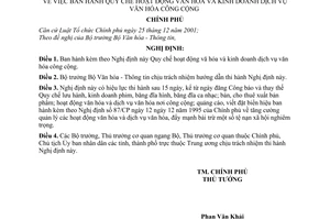 Nghị định 11/2006/NĐ-CP quy chế hoạt động văn hóa kinh doanh dịch vụ văn hóa công cộng