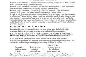 Circular No. 05/2006/TT-BTC, guiding natural resource tax on natural water used for hydroelectricity generation, promulgated by the Ministry of Finance.
