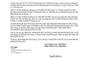 Công văn 519/TCT-DNNN thuế suất thuế giá trị gia tăng (GTGT) mặt hàng Đá silic làm phụ gia xi măng