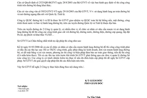 Công văn 79/SGTVT-KH  nhu cầu mượn và sử dụng hành lang đường bộ để thi công