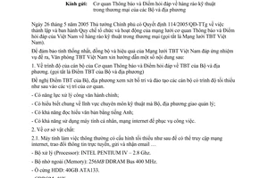 Công văn 06/TBTVN-HCTH hướng dẫn về cơ sở vật chất kỹ thuật của Điểm TBT các Bộ và địa phương