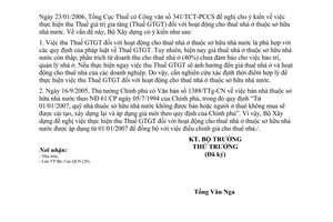 Công văn 241/BXD-QLN thuế GTGT hoạt động cho thuê nhà thuộc sở hữu nhà nước