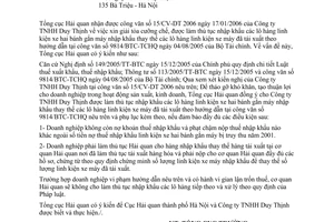 Công văn 649/TCHQ-KTTT xin giải tỏa cưỡng chế, được nhập khẩu hàng linh kiện xe hai bánh gắn máy nhập khẩu thay thế hàng linh kiện đã tái xuất