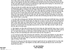 Công văn 788/BTNMT-KHTC khảo sát, đánh giá hiện trạng nguyên nhân sụt lở đất đá một số địa phương