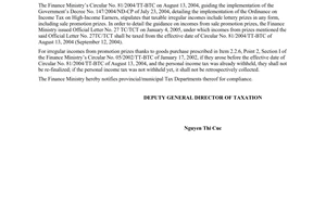 Official Dispatch No. 1632/BTC-TCT of February 9, 2006, guiding the policy on personal income tax