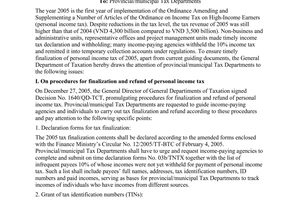 Official Dispatch No. 560/TCT-TNCN on the 2005 finalization of personal income