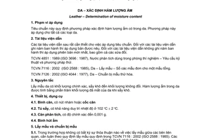 Tiêu chuẩn Việt Nam TCVN 7537:2005 về Da - Xác định hàm lượng ẩm do Bộ Khoa học và Công nghệ ban hành