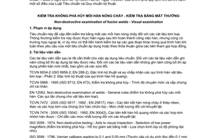Tiêu chuẩn quốc gia TCVN 7507:2005 (EN 970 : 1997) về Kiểm tra không phá huỷ mối hàn nóng chảy - Kiểm tra bằng mắt thường