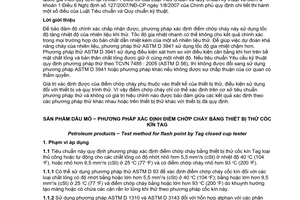 Tiêu chuẩn quốc gia TCVN 7485:2005 (ASTM D 56-02A) về Sản phẩm dầu mỏ - Phương pháp xác định điểm chớp cháy bằng thiết bị thử cốc kín Tag