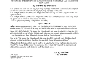 Quyết định 606/QĐ-BTC hệ thống Mục lục ngân sách nhà nước đính chính 01/2006/QĐ-BTC