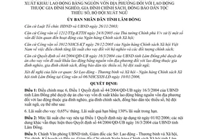 Quyết định 04/2006/QĐ-UBND cho vay vốn xuất khẩu lao động Lâm Đồng