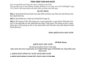 Quyết định 21/QĐ-KTNN  kế hoạch kiểm toán 2006