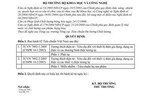 Quyết định 149/2006/QĐ-BKHCN 2 Tiêu chuẩn Việt Nam TCVN 7492-1 7492-2:2005 CISPR