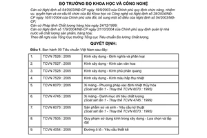 Quyết định 151/2006/QĐ-BKHCN 9 tiêu chuẩn Việt Nam TCVN 2005