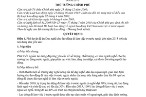 Quyết định 33/2006/QĐ-TTg Đề án Dạy nghề cho lao động đi làm việc nước ngoài đến 2015
