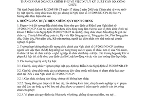 Thông tư 03/2006/TT-BNV hướng dẫn thi hành Nghị định 35/2005/NĐ-CP xử lý kỷ luật cán bộ, công chức