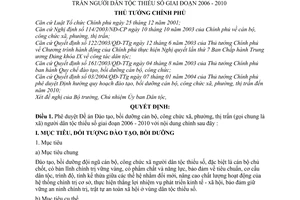 Quyết định 34/2006/QĐ-TTg Đề án Đào tạo, bồi dưỡng cán bộ, công chức xã, phường, thị trấn người dân tộc thiểu số 2006-2010