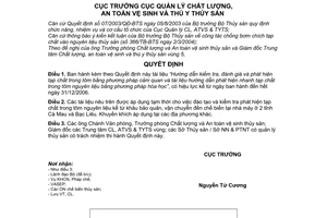 Quyết định 55/QĐ-CLTY  tài liệu hướng dẫn kiểm tra, phát hiện tạp chất trong tôm nguyên liệu