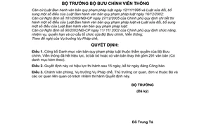 Quyết định 06/2006/QĐ-BBCVT danh mục văn bản pháp luật Bộ Bưu chính Viễn thông đã hết hiệu lực pháp luật