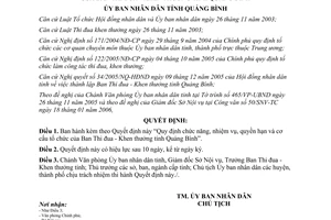 Quyết định 03/2006/QĐ-UBND chức năng nhiệm vụ quyền hạn Ban thi đua Quảng Bình