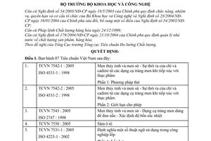 Quyết định 163/2006/QĐ-BKHCN 7 tiêu chuẩn Việt Nam TCVN 2005,ISO 1998