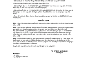 Quyết định 36/2006/QĐ-UBND đánh giá nghiệm thu đề tài khoa học công nghệ Bình Dương