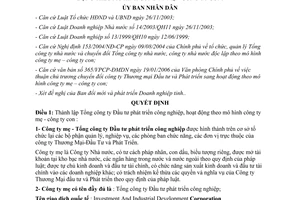 Quyết định 33/2006/QĐ-UBND thành lập tổng công ty đầu tư công nghiệp Bình Dương