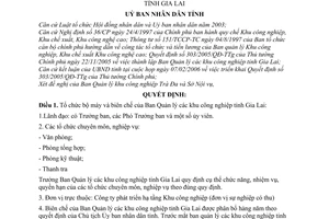 Quyết định 04/2006/QĐ-UBND tổ chức bộ máy  biên chế  Ban Quản lý  khu công nghiệp Gia Lai