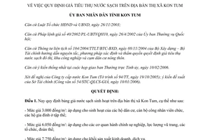Quyết định 06/2006/QĐ-UBND quy định giá tiêu thụ nước sạch trên địa bàn Kon Tum