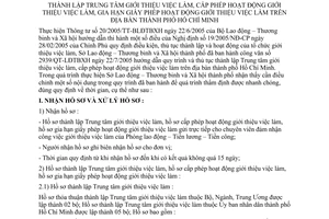 Quy trình 711/SLĐTBXH-LĐ thành lập TTGT việc làm cấp phép hoạt động giới thiệu gia hạn giấy Hồ Chí Minh