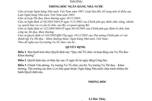 Quyết định 08/2006/QĐ-NHNN  Quy chế Tổ chức hoạt động Vụ Thi đua–Khen thưởng