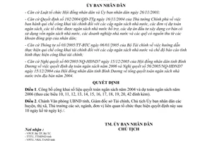 Quyết định 39/2006/QĐ-UBND công khai quyết toán 2004 dự toán 2006 Bình Dương