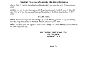 Nghị quyết 16/2006/NQ-HĐND phê chuẩn bầu cử ủy viên thường trực hội đồng Kiên Giang