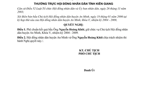 Nghị quyết 15/2006/NQ-HĐND phê chuẩn chức danh chủ tịch hội đồng tỉnh Kiên Giang