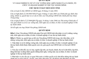 Quyết định 31/2006/QĐ-UBND xử lý vướng mắc kiến nghị về thủ tục hành chính Nghệ An