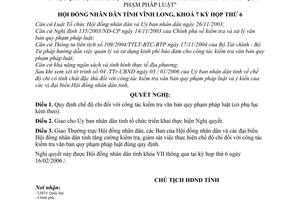 Nghị quyết 27/2006/NQ-HĐND quy định chế độ chi đối với công tác kiểm tra văn bản quy phạm pháp luậttỉnh Vĩnh Long