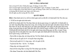 Quyết định  42/2006/QĐ-TTg cơ chế tài chính ngân sách ưu đãi thành phố Cần Thơ