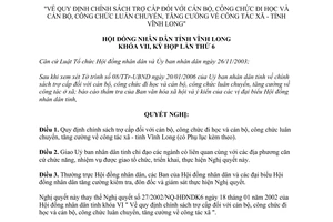 Nghị quyết 26/2006/NQ-HĐND chính sách trợ cấp cán bộ công chức luân chuyển Vĩnh Long