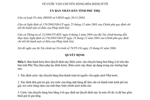 Quyết định 441/QĐ-UBND 2006 cước vận chuyển hàng hóa bằng ô tô Phú Thọ