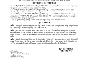 Quyết định 858/2006/QĐ-BTC danh sách tổ chức định giá được phép cung cấp dịch vụ xác định giá trị doanh nghiệp 2006 Đợt 2/2006