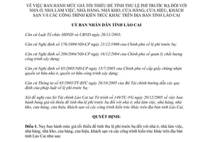 Quyết định 10/2006/QĐ-UBND giá tối thiểu tính lệ phí trước bạ nhà Lào Cai