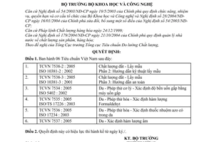 Quyết định 221/2006/QĐ-BKHCN 6 tiêu chuẩn Việt Nam TCVN 2005