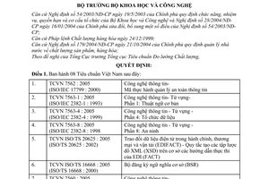 Quyết định 223/2006/QĐ-BKHCN 8 tiêu chuẩn Việt Nam TCVN 2005