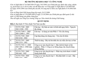 Quyết định 226/2006/QĐ-BKHCN 19 tiêu chuẩn Việt Nam TCVN 2005