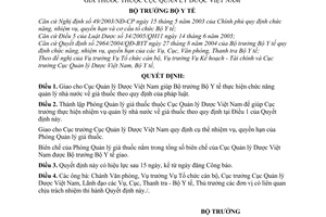 Quyết định 10/2006/QĐ-BYT giao nhiệm vụ quản lý thuốc thành lập Phòng Quản lý giá thuốc Cục Quản lý Dược Việt Nam