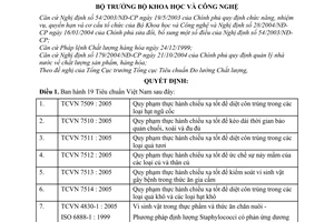 Quyết định 227/2006/QĐ-BKHCN 19 tiêu chuẩn Việt Nam TCVN 2005