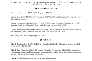 Quyết định 17/2006/QĐ-UBND vận hành Hệ thống thông tin tổng hợp kinh tế xã hội Bình Định